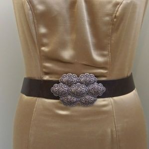 Kenneth Cole Antiqued Buckle Brown Leather Belt